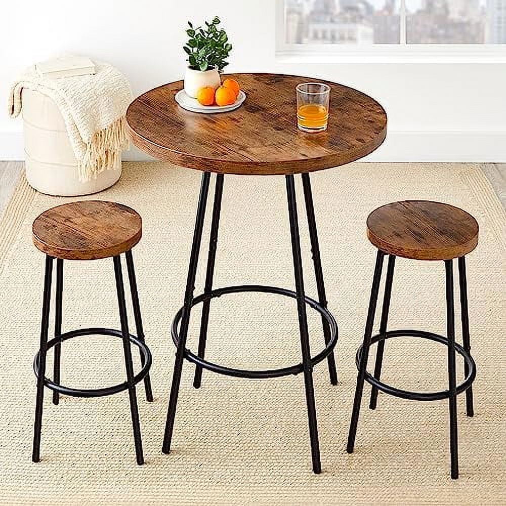 3 Piece Round Counter Height Pub Table and Stools Dining Set Black L440156