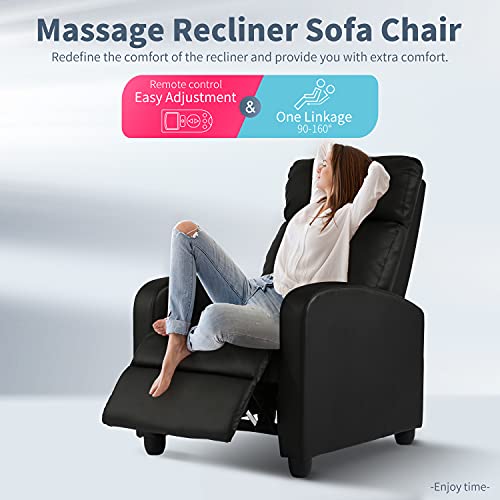 Black PU Leather Massage Recliner Chair with Footrest O120
