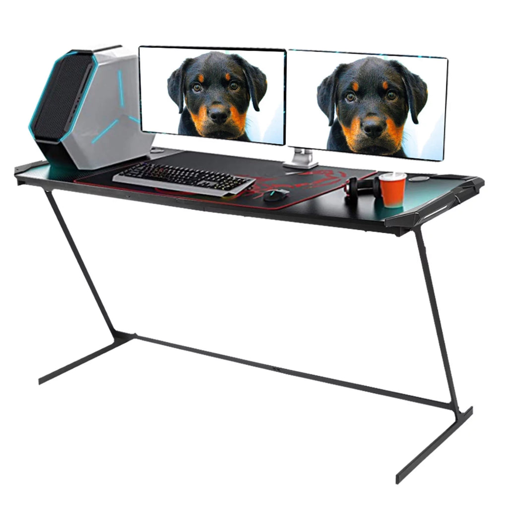 Black 59in Computer Desk Gaming Desk with LED Light T510