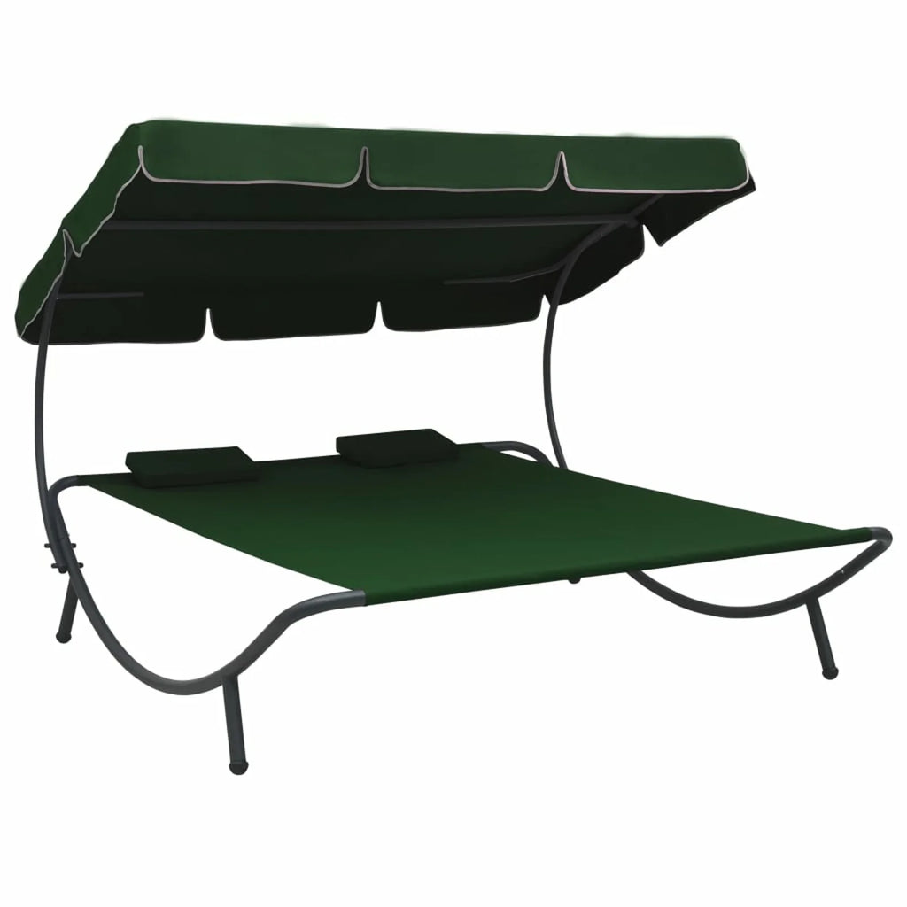 Patio Lounge Bed with Canopy and Pillows Oxford Fabric Steel Frame P272524