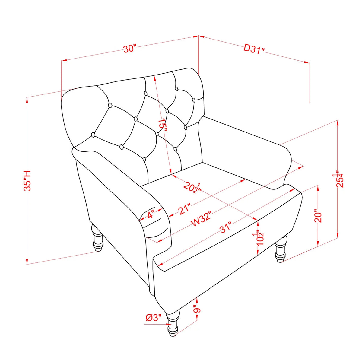 Brown Faux Leather Tufted Accent Chair M2283