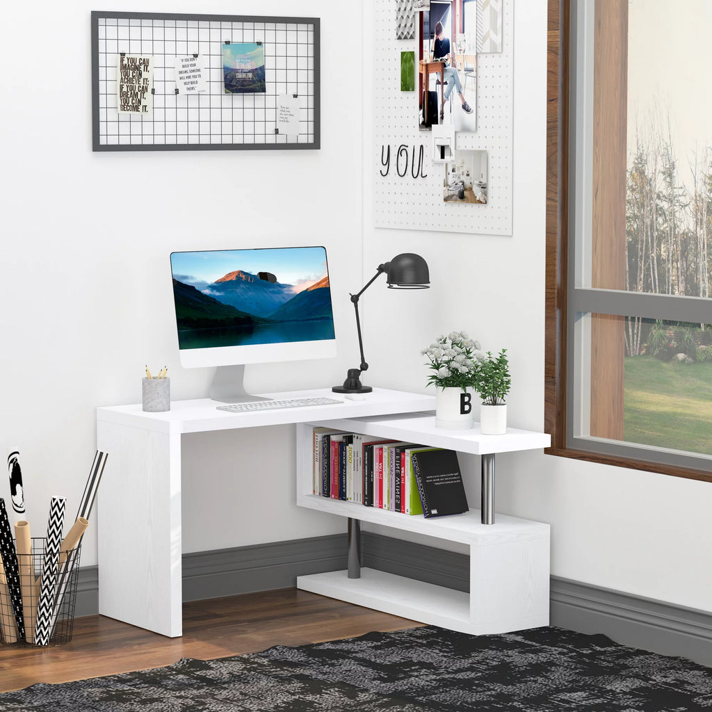 L-Shaped Corner Desk with Storage Shelf R466389