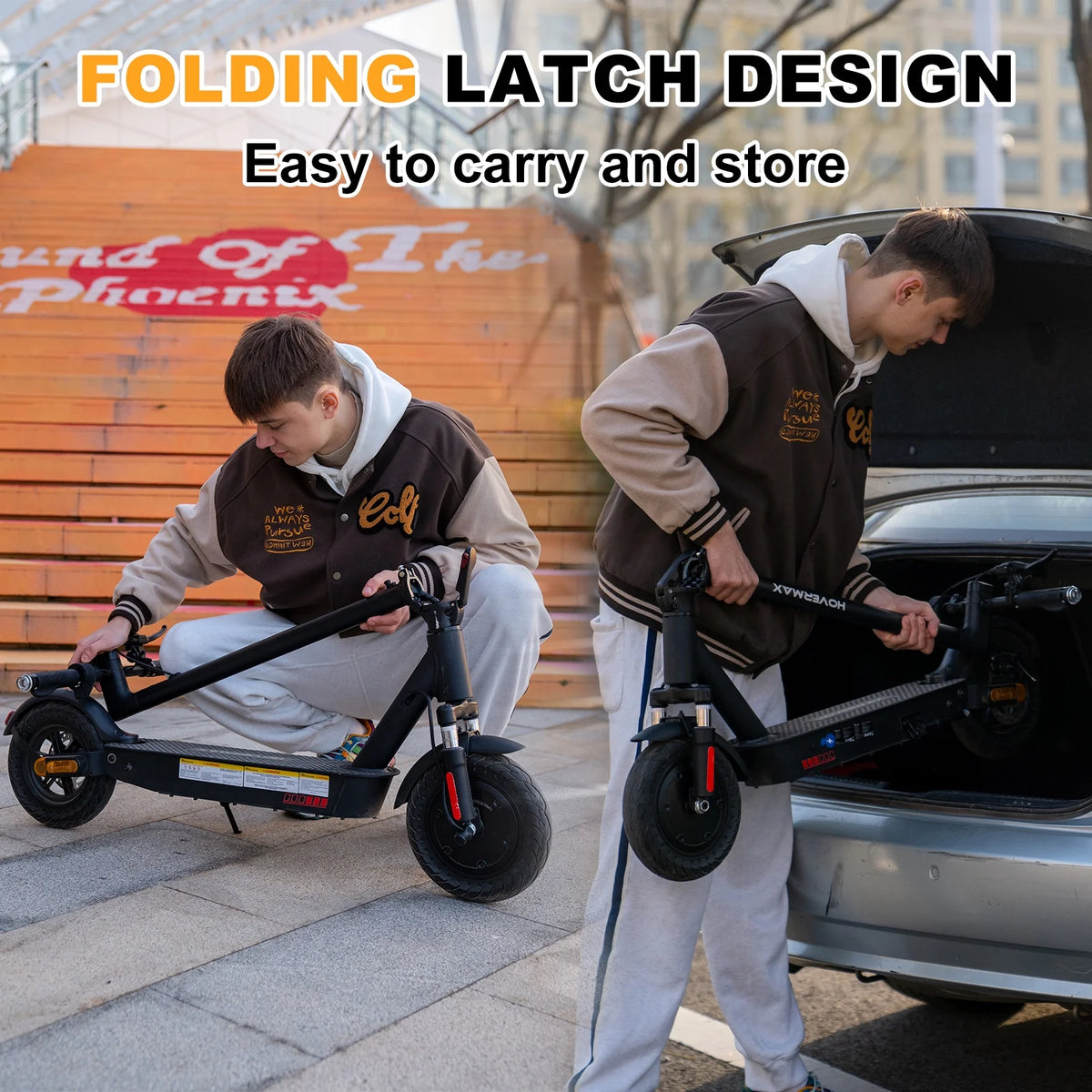 500W Motor 19MPH 22 Miles 10'' Solid Tires Folding Electric Scooter K199