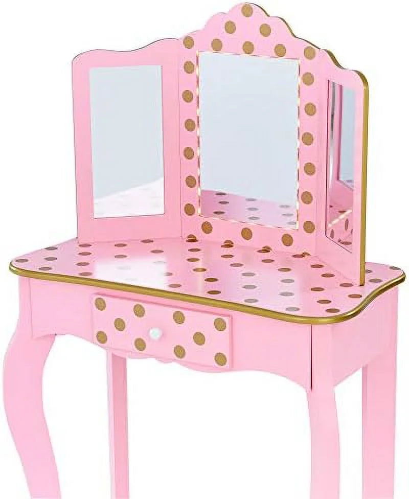 Pretend Play Vanity Table and Chair Set with LED Mirror T541645