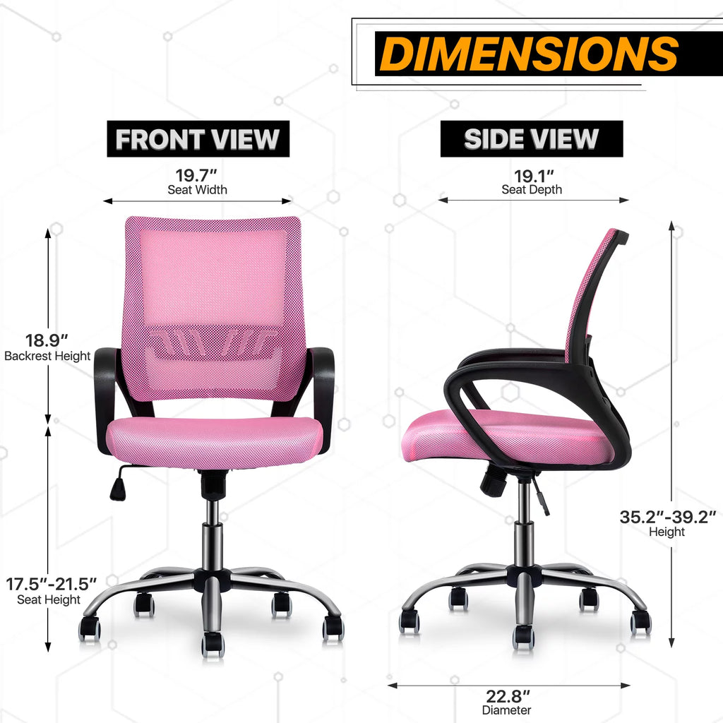 Pink Mesh Office Chair with Armrests E96508