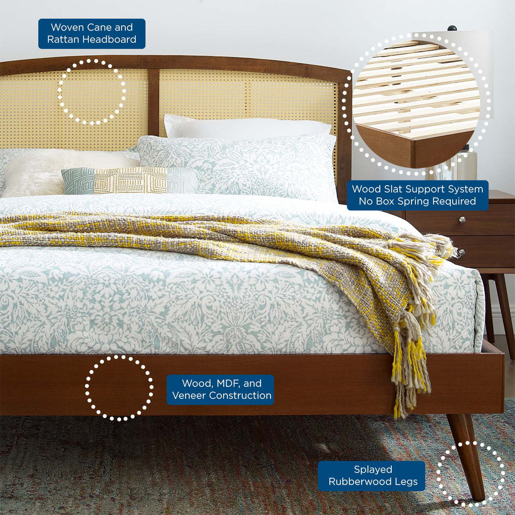 Full Size Brown Walnut Wood Platform Bed Frame J51262