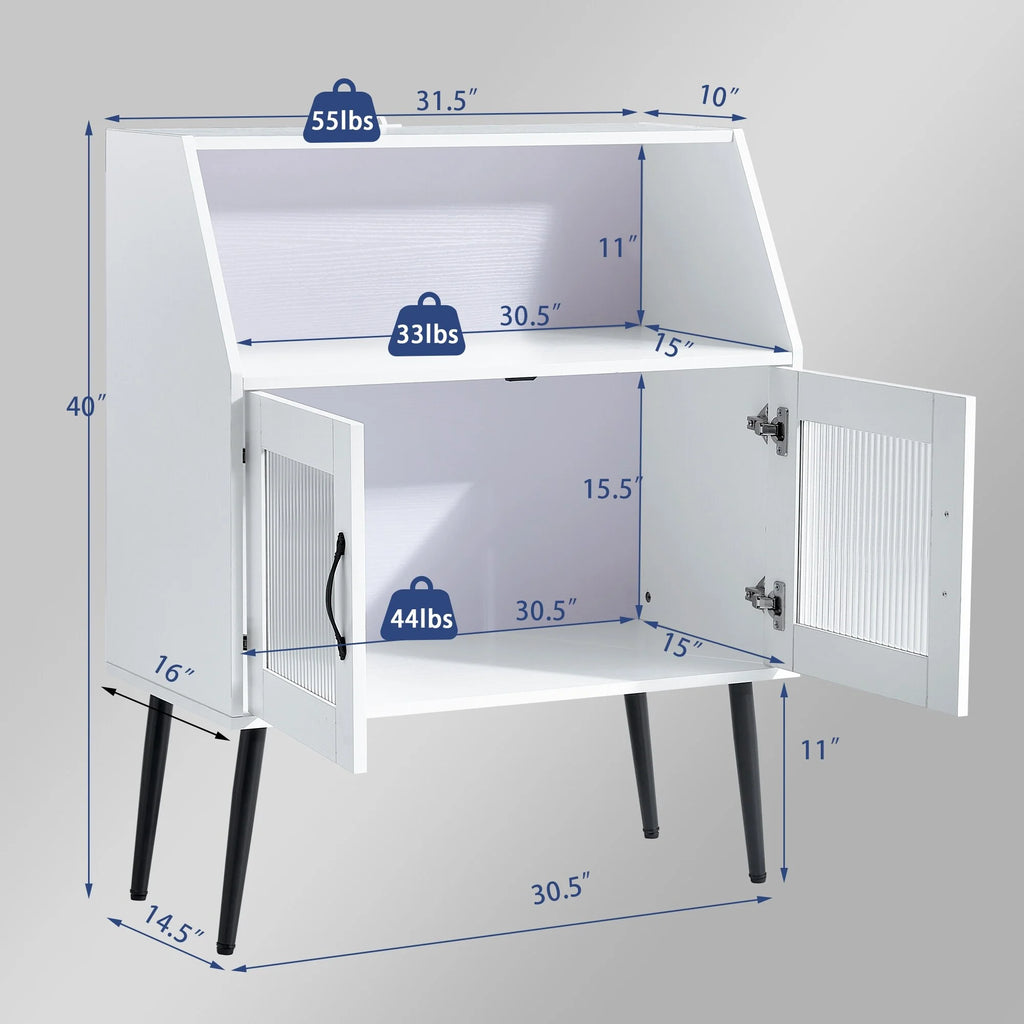 White Sideboard Cabinet with Glass Door and Shelf S39107