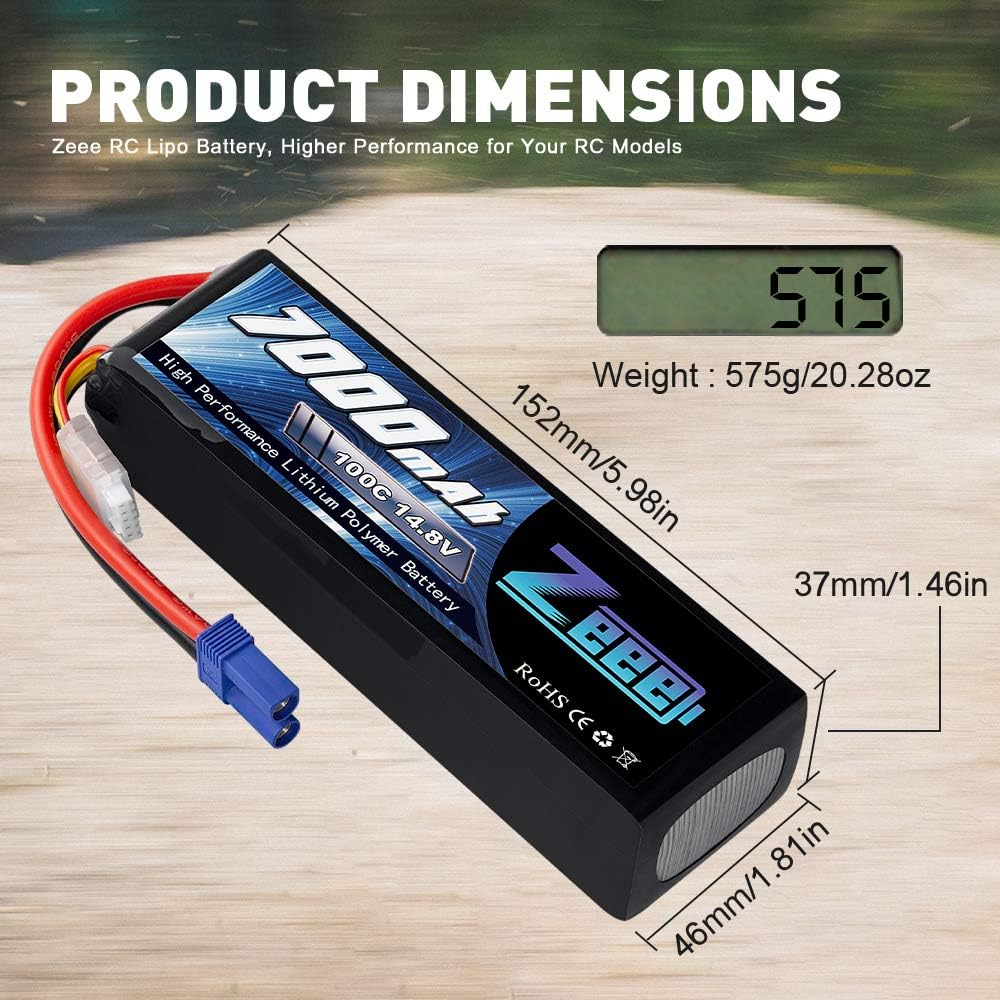 14.8V 4S 100C 7000mAh Lipo Battery with EC5 Connector 2 Pack Z565