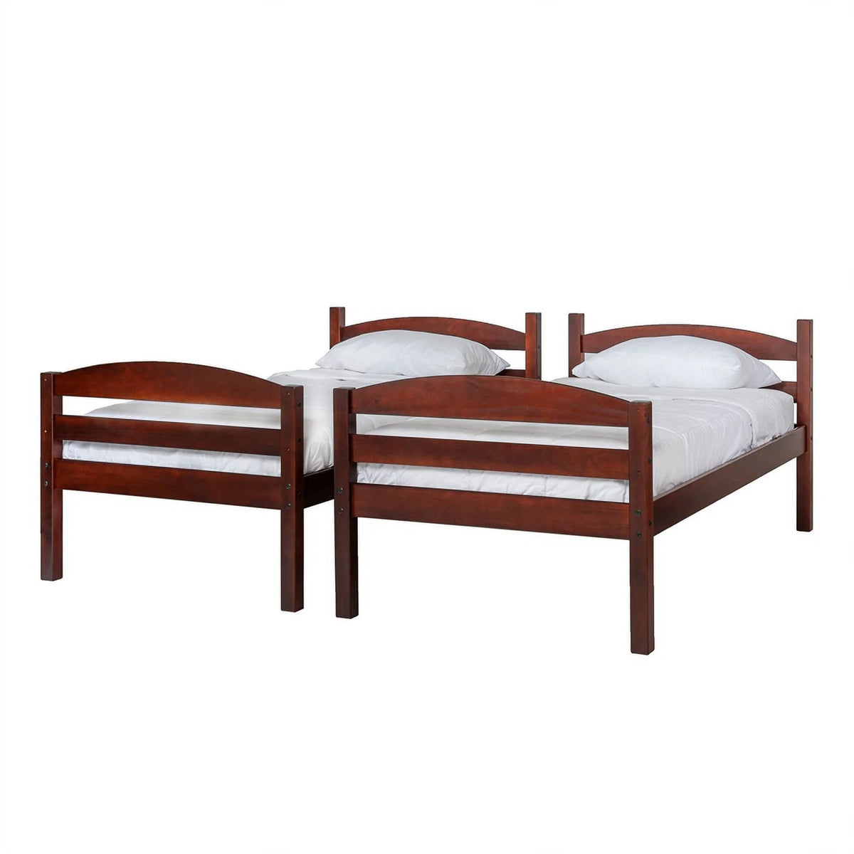 Twin-over-Twin Solid Wood Bunk Bed Frame in Espresso N4121