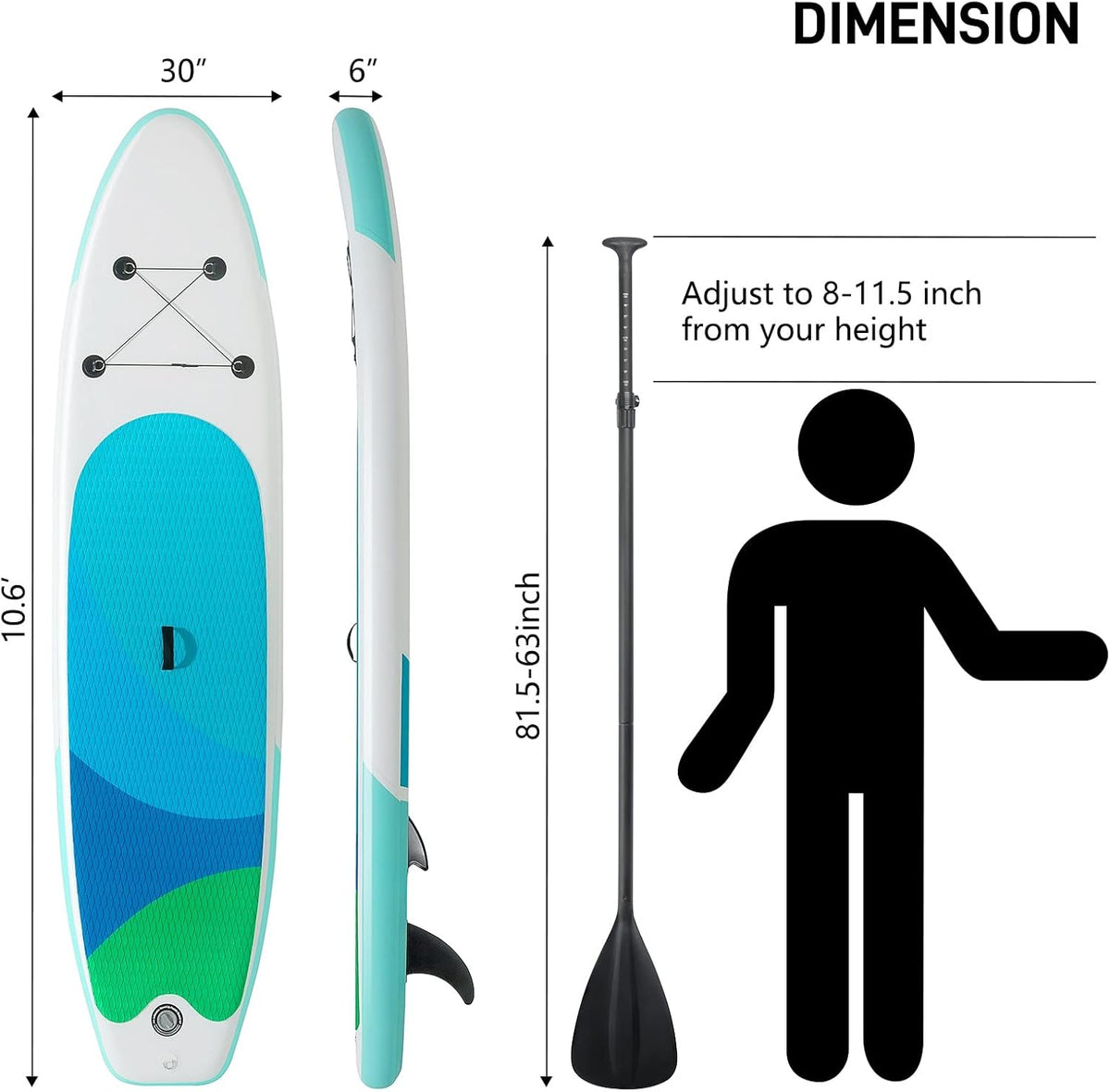 Inflatable Stand Up Paddle Board with Adjustable Paddle, Pump, Leash & Carry Bag J7258
