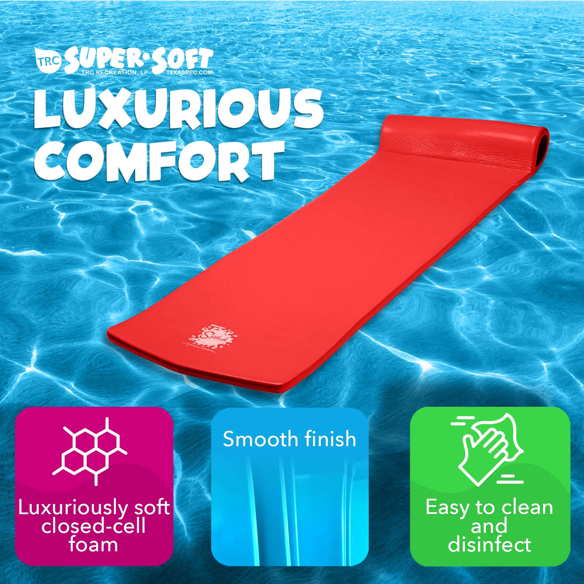 Red 1.25" Thick Foam Pool Float Lounge Mat X16464