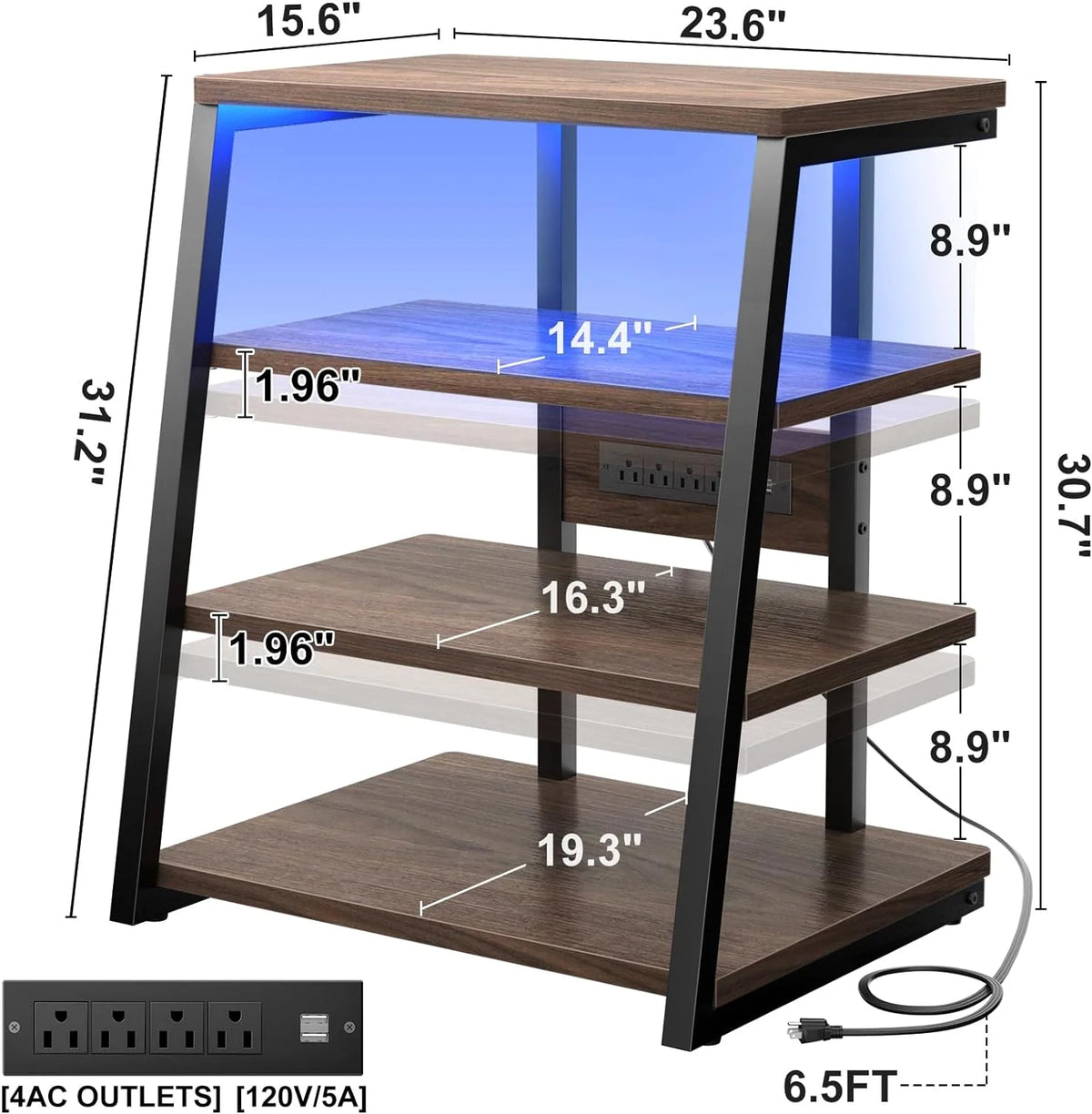 4-Tier AV Media Stand with Power Strips U496