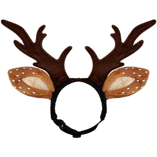 Dog Cat Christmas Reindeer Antlers Headband Adjustable Pet Costume U1085