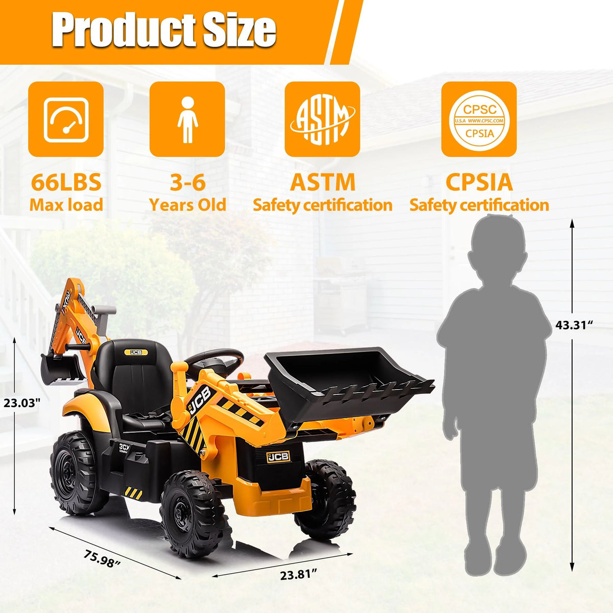 Yellow 24V Ride on Excavator with Remote Control T969609