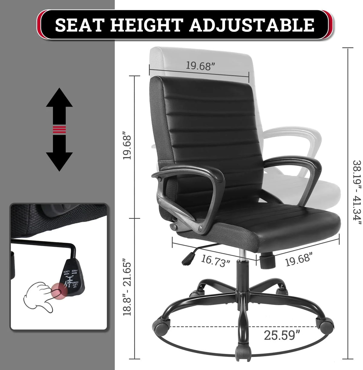 Ergonomic Bonded Leather Swivel Office Chair with Armrests X23633