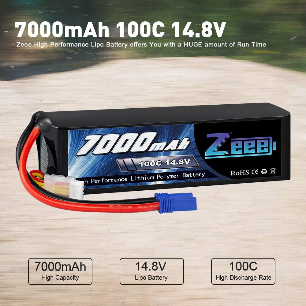 14.8V 4S 100C 7000mAh Lipo Battery with EC5 Connector 2 Pack Z565
