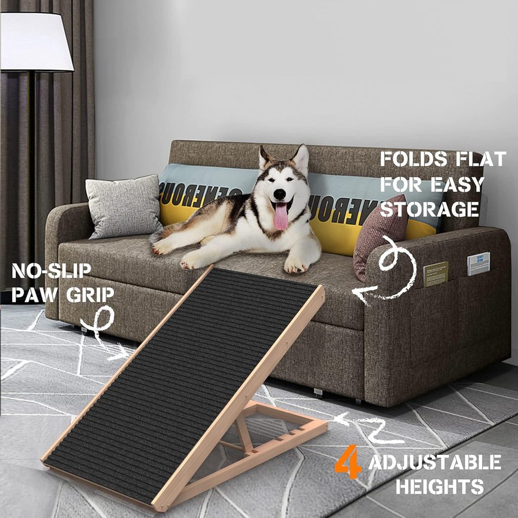 Adjustable Folding Pet Ramp with Non Slip Carpet Surface J649237
