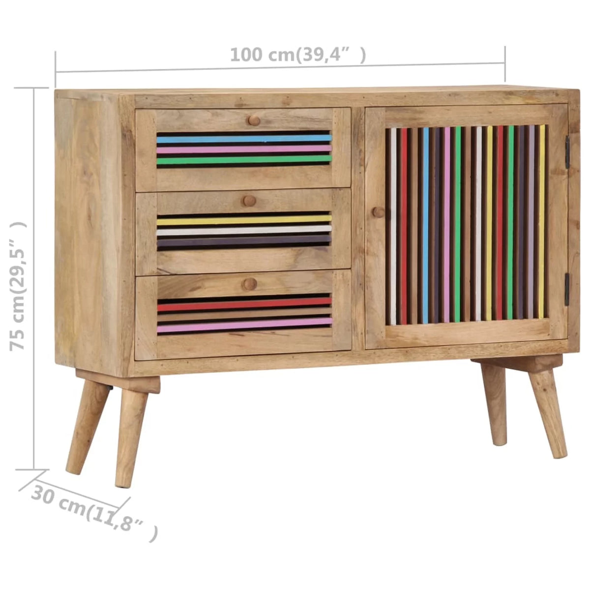 Mango Wood Sideboard with 3 Drawers and 1 Door O290172