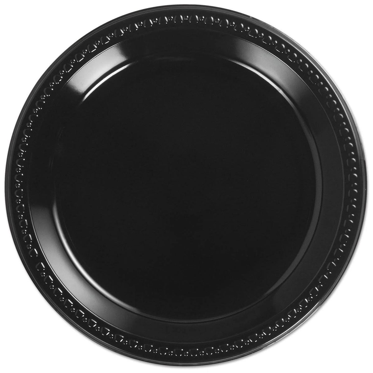 Heavyweight Plastic Plates, 10 1/4 inches, Black, Round K4134