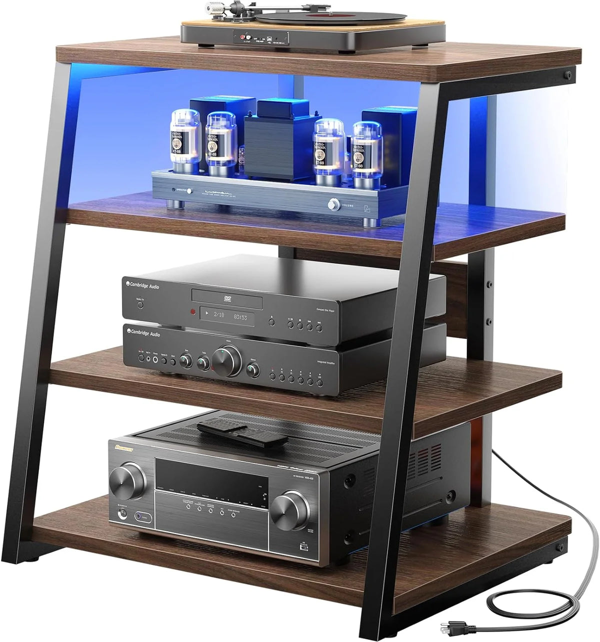 4-Tier AV Media Stand with Power Strips U496