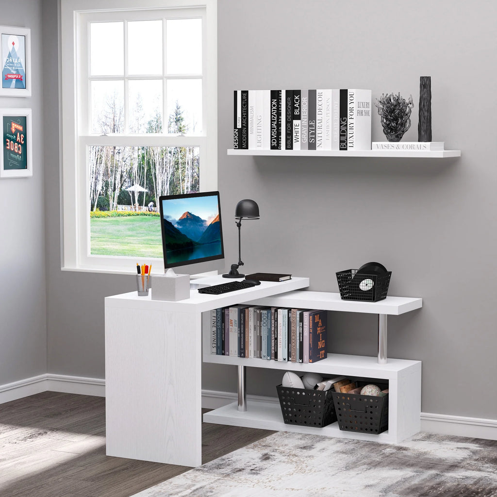 L-Shaped Corner Desk with Storage Shelf R466389