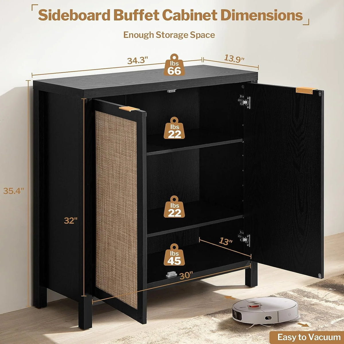 Set of 2 Rattan Cabinet with Doors P4515