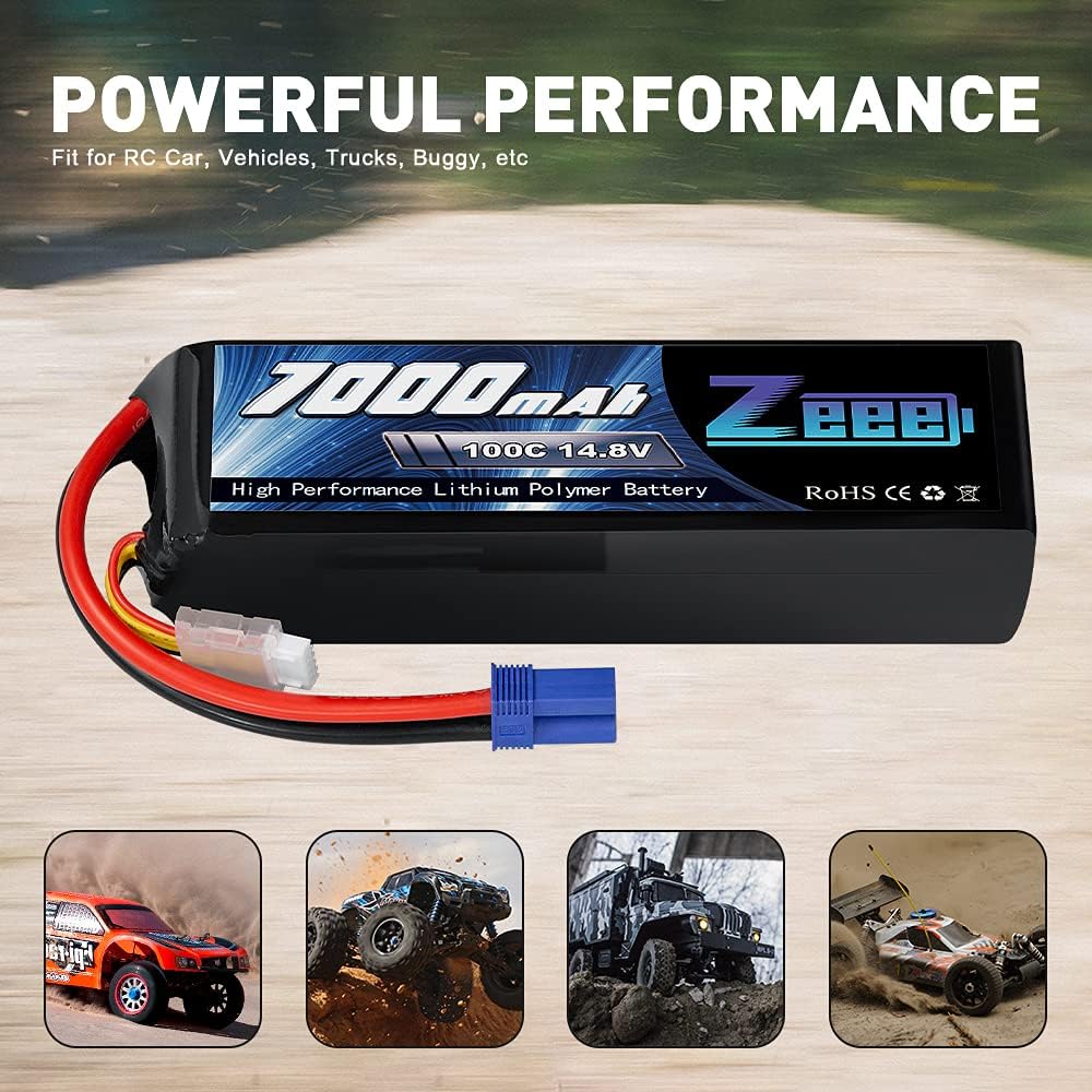 14.8V 4S 100C 7000mAh Lipo Battery with EC5 Connector 2 Pack Z565