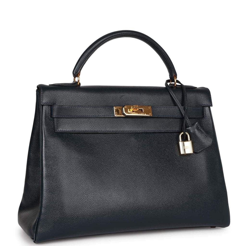 Vintage 32 Bleu Marine Leather Handbag Z264