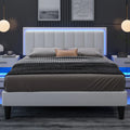 Queen Size LED Upholstered Platform Bed Frame M8883