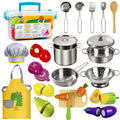 Wooden Play Food Cooking Set with Cookware Utensils D911