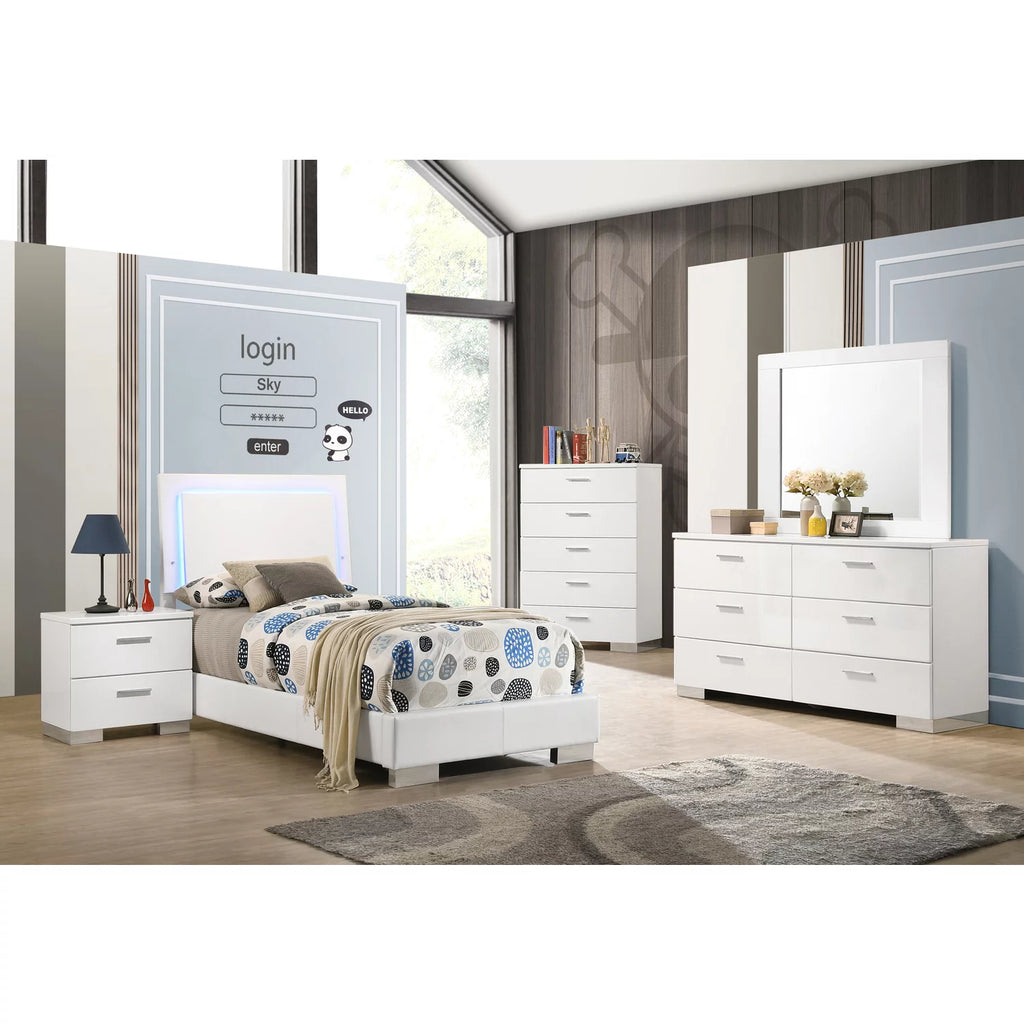 5-Piece Faux Leather Twin Bedroom Set B5578