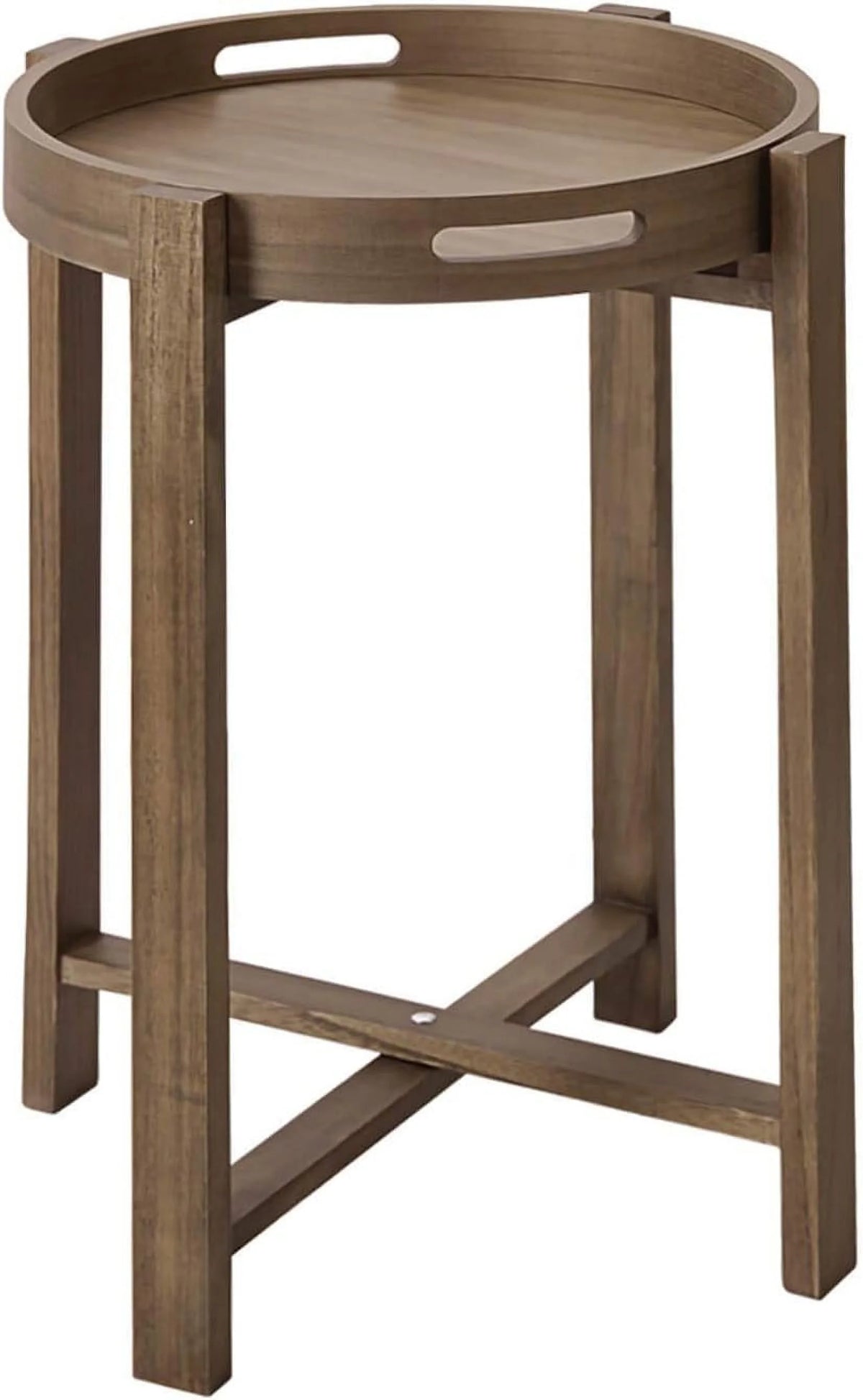 15” Round Wooden Side Tray Table P494