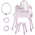 Purple Kids Vanity Set with Mirror, Chair and Storage Drawers J119