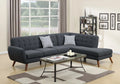 Ash Black Polyfiber Linen-Like Fabric Sectional Sofa Set S8758