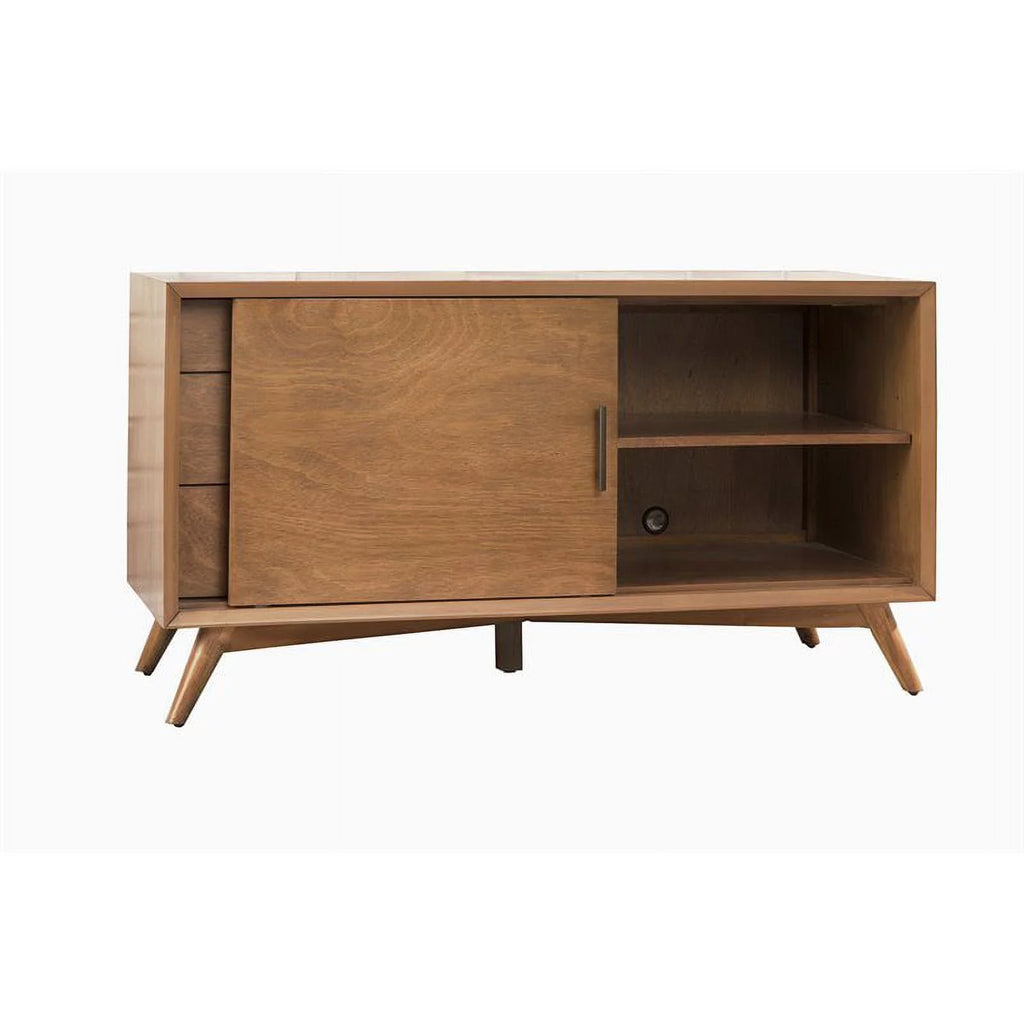3 Piece Small TV Console Full Size Panel Bed & Nightstand E55222