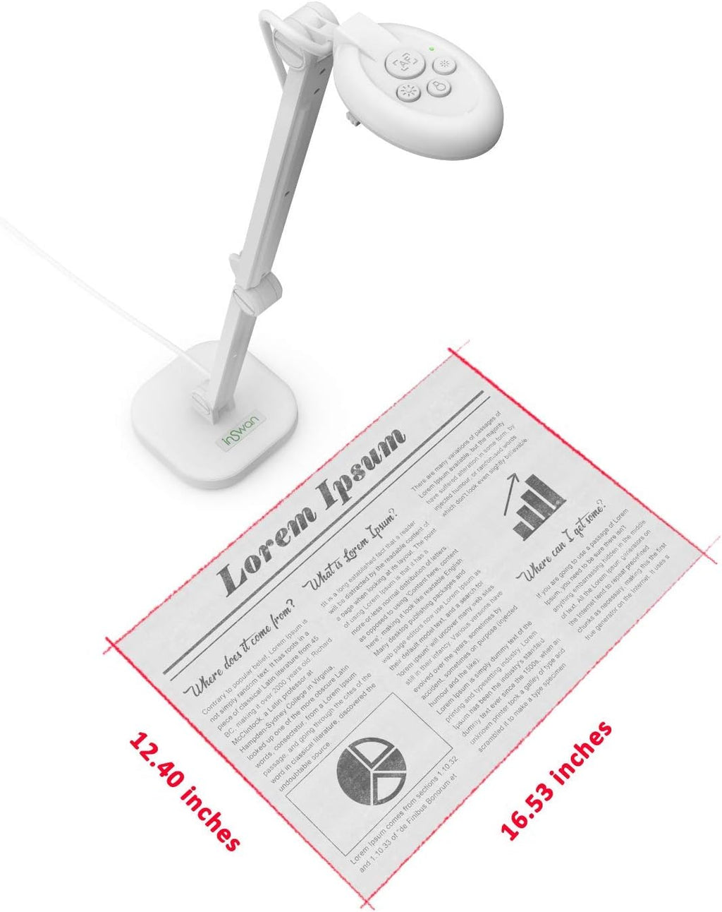 13 MP USB Document Camera with Auto Focus and LED Light Q29974
