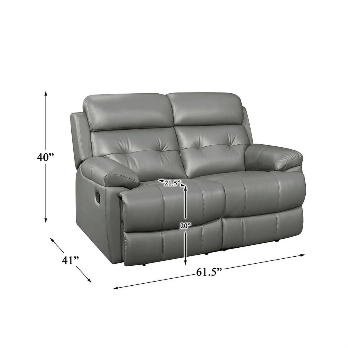Gray Leather Double Reclining Love Seat O104