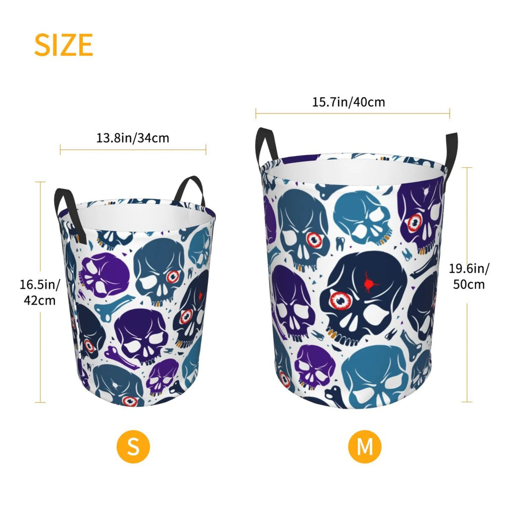 Blue Skull Purple Bone Collapsible Laundry Basket B773141