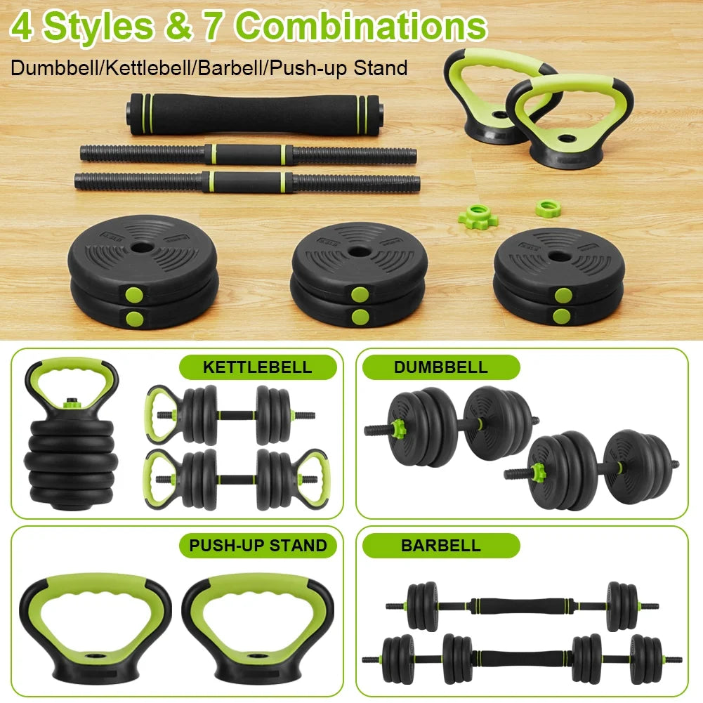 Adjustable Dumbbells Set 4 in 1 Non-slip Handles F456
