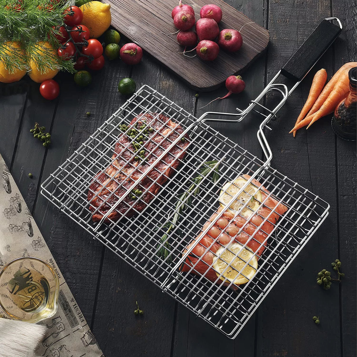 Rustproof 304 Stainless Steel Grill Basket P282541