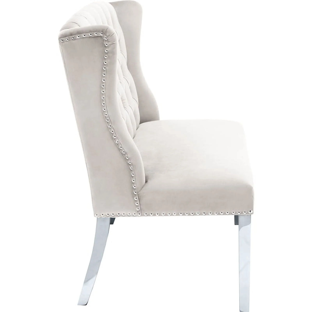 Cream Velvet Settee Bench J423