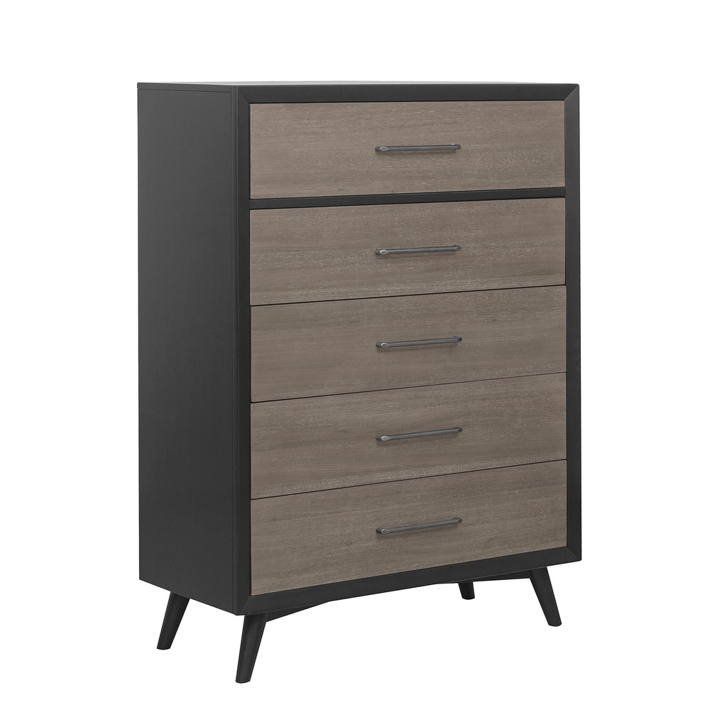 1pc Two-Tone Chest of Drawers Walnut Veneer Tapered Legs X834660