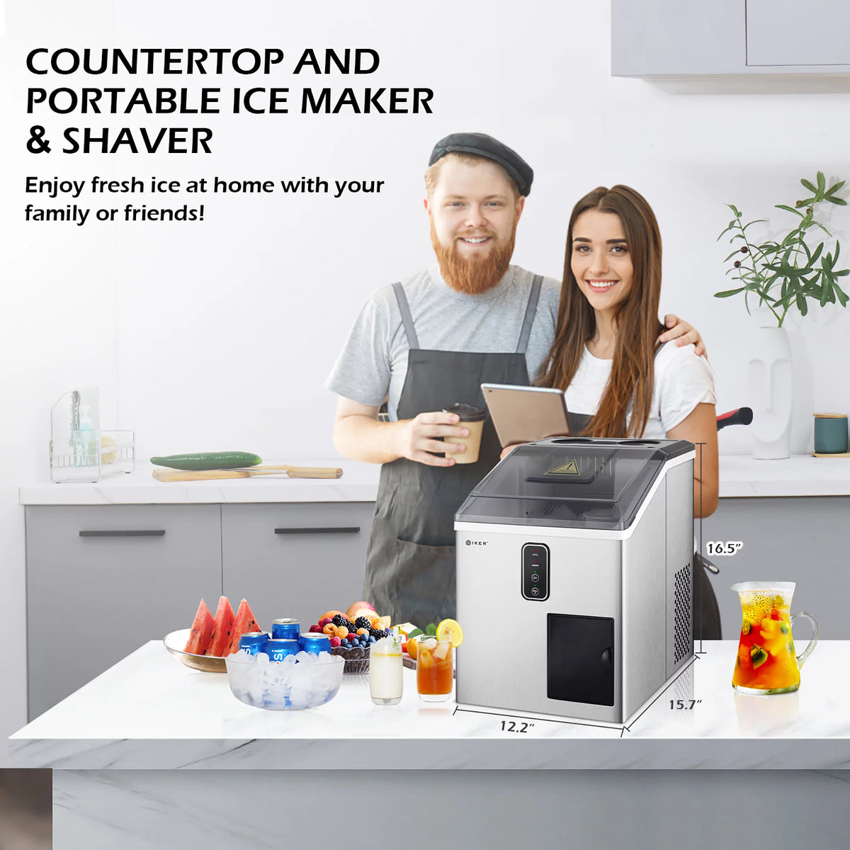 Countertop Ice Maker and Ice Shaver Machine 33lb/24H N11622