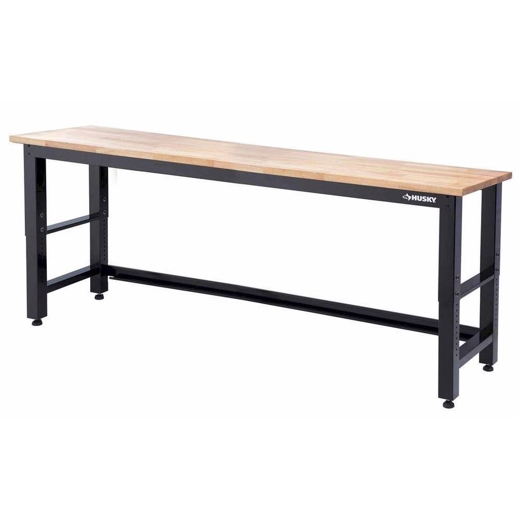 Black Adjustable Height Solid Wood Top Workbench A39571