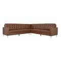 Cognac Brown Faux Leather 5 Seater Sectional Sofa Set E1836