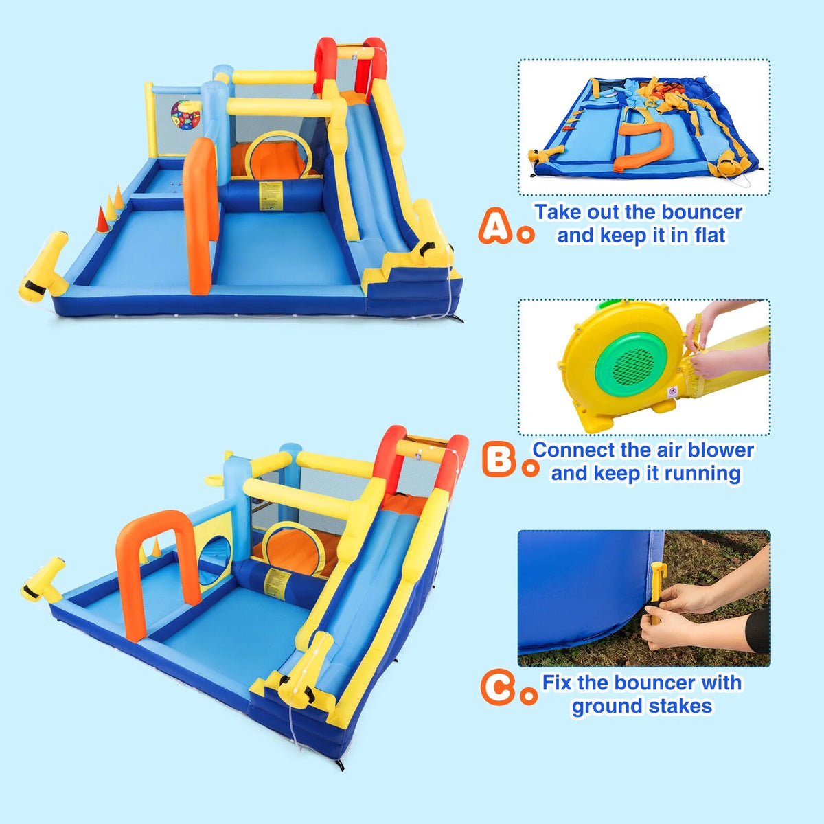 Inflatable Water Slide Bounce House with Splash Pool C222