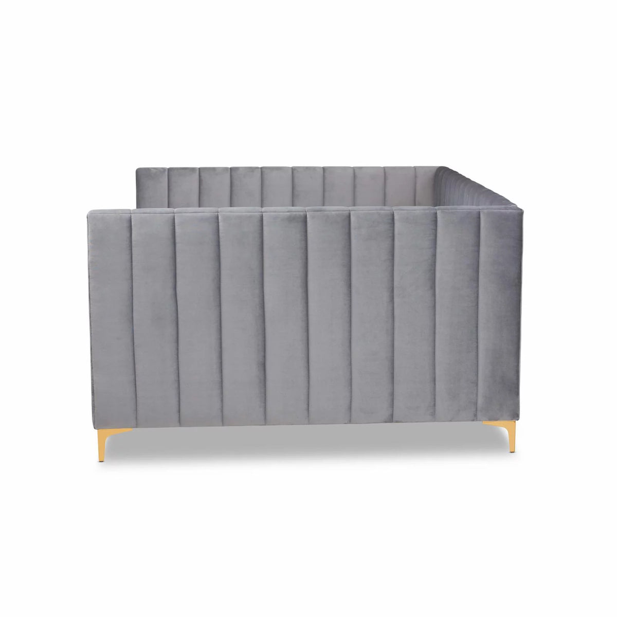 Grey Velvet Gold Finished Queen Size Daybed C688
