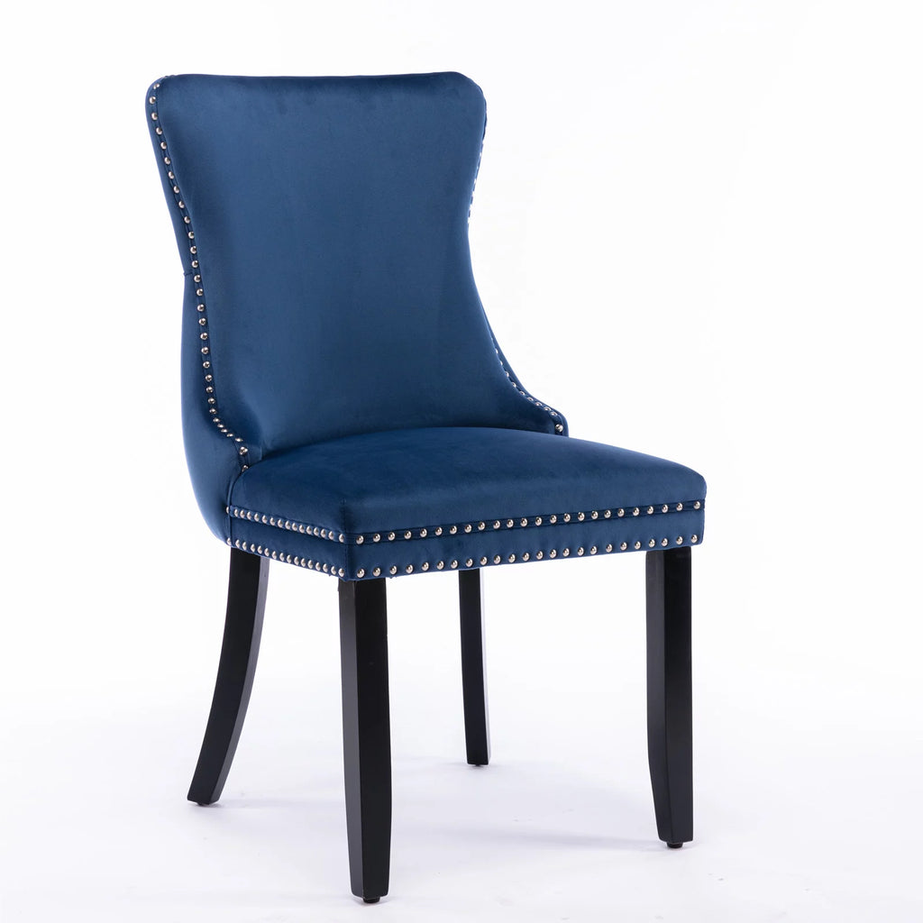 Velvet Wing Back Dining Chairs Set of 2 Blue L475115
