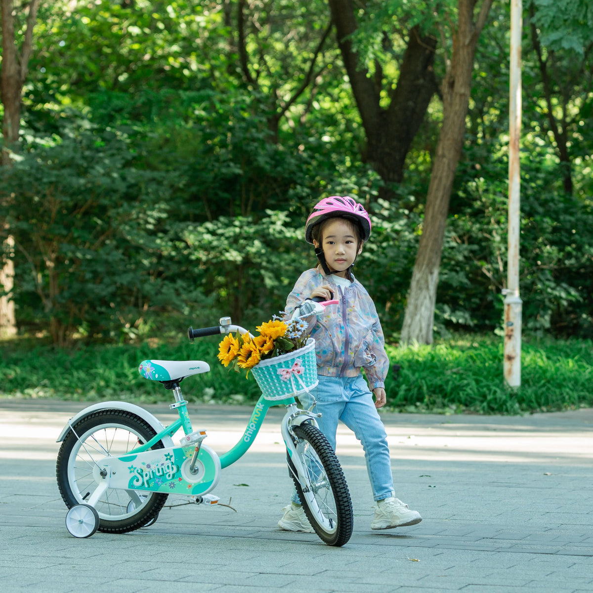 Green 16 Inch Kids Bike with Basket P774