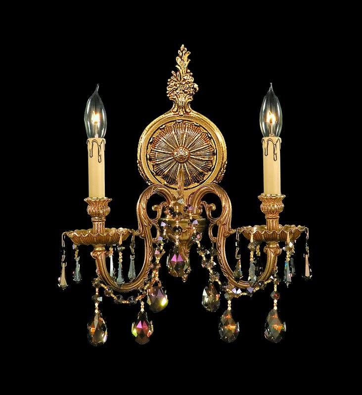 2 Light Crystal Cast Brass Wall Mount G82398
